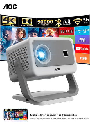 Mini Projector, Portable Projector 4K Support, 12000 Luemn/Electric Focus/Projector with Wifi and Bluetooth