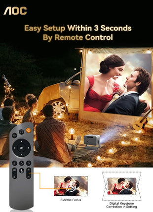 Mini Projector, Portable Projector 4K Support, 12000 Luemn/Electric Focus/Projector with Wifi and Bluetooth