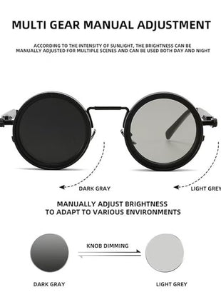 Adjustable Sunglasses for Men & Women, 1-9 Rotatable Light Control, Polarized, UV400 Protection, for Driving, Fishing, Travel, Outdoor Activities