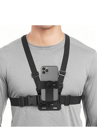 Mobile Phone Chest Mount Harness Strap Holder,Cell Phone Clip Action Camera for POV/VLOG Black