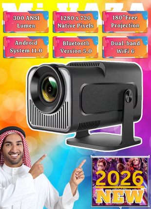 Portable HD Projector - Support 4K - Smart Projector with 5G Dual-band Wifi and Bluetooth