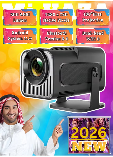 Portable HD Projector - Support 4K - Smart Projector with 5G Dual-band Wifi and Bluetooth