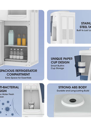 Hot and cold water dispenser with efficient compressor cooling for instant refreshment