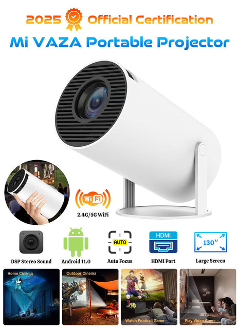 Portable Projector Pocket 5G WIFI Android11.0 Support 130 Inches Home Theater Full HD