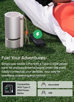 Mogo 3 Pro Mini 1080P Projector with Stand, Google TV & Netflix