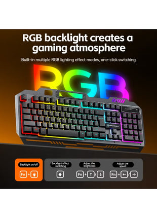 Gaming Keyboard Mouse Headset and Mousepad Combo, RGB LED Backlit Gaming Keyboard Bundle, USB Wired Keyboards Combo for PC Gamer, Xbox, PS5 Users