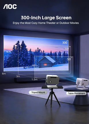 Mini Projector, Portable Projector 4K Support, 12000 Luemn/Electric Focus/Projector with Wifi and Bluetooth